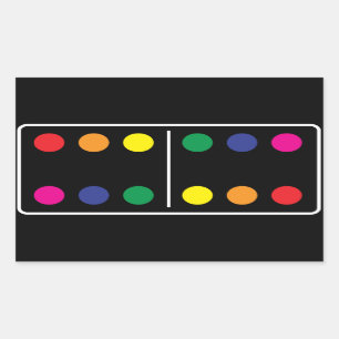 Doppelter Regenbogen-Domino-Aufkleber Rechteckiger Aufkleber