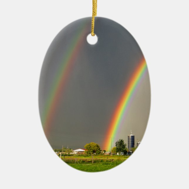 Doppelter Regenbogen Idahos Keramik Ornament (Vorne)