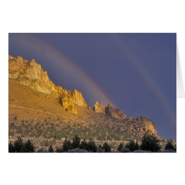 Doppelter Regenbogen über einer Felsformation in d (Vorderseite (Horizontal))