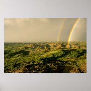 Doppelter Regenbogen über Painted Canyon in Theodo Poster