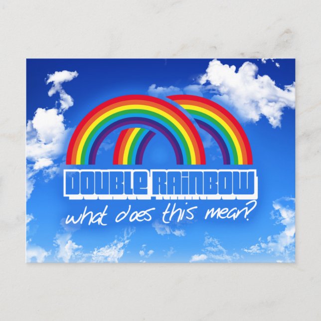 Doppelter Regenbogen, was ist das gemein? Postkarte (Vorderseite)