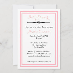 Doppelter rosa Rand  - 5x7 Baby Shower Einladung