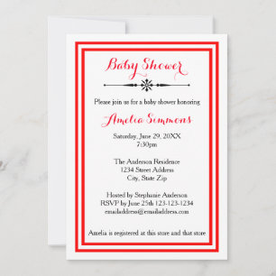 Doppelter roter Rand - Baby Shower Einladung