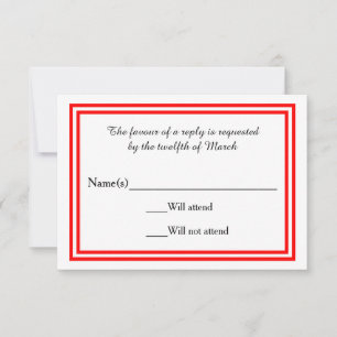 Doppelter roter Streifen - RSVP-Karte RSVP Karte