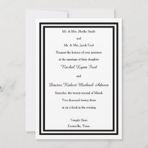 Doppelter schwarzer Rahmen - 5x7 Hochzeitseinladun Einladung