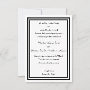 Doppelter schwarzer Rand - 3x5 Hochzeitseinladung Einladung