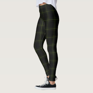 Doppelter schwarzer u. grüner Tartan kariert Leggings