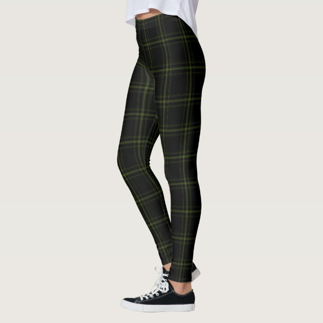 Doppelter schwarzer u. grüner Tartan kariert Leggings (Links)