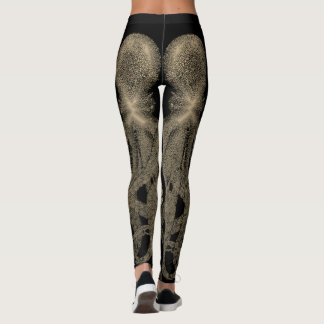 Doppelter Sepia auf schwarzem Vintage-Oktopus Leggings