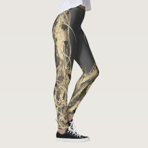 Doppelter Sepia-Oktopus auf schiefergrauen Legging Leggings