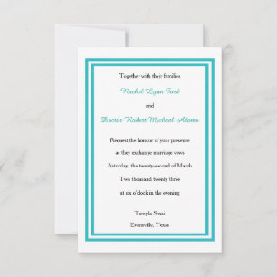 Doppelter Türkiser Rand - 3x5 Hochzeitseinladung Einladung