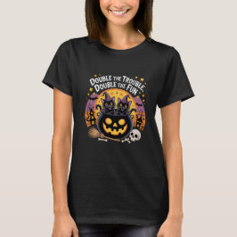 Doppeltes Ärgernis Süße schwarze Katzen Halloween- T-Shirt