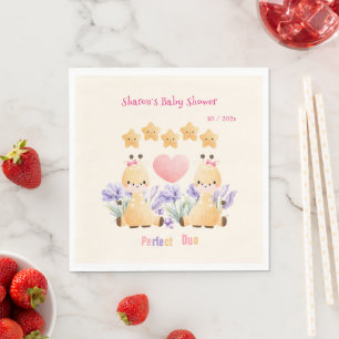 Doppeltes Babyshower Süße Giraffen-Babyshower Serviette