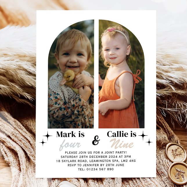 Doppeltes Foto Gemeinsame Geburtstagseinladung Einladung (Von Creator hochgeladen)