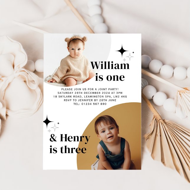 Doppeltes Foto Gemeinsame Geburtstagseinladung Einladung (Von Creator hochgeladen)