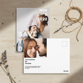 Doppeltes Foto modern groß und kühl Save the Date Postkarte