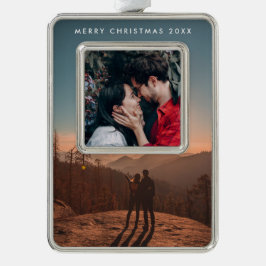 Doppeltes Foto Rahmen-Ornament Silber