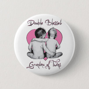 DOPPELTES GESEGNET   --GROSSMUTTER DER ZWILLINGE BUTTON