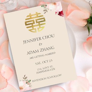 Doppeltes Glück Chinesisch Hochzeit Save the Date Einladung
