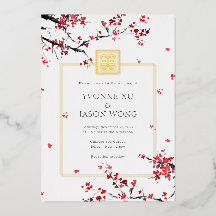 Doppeltes Glück Chinesisch Rot Elegante Hochzeit