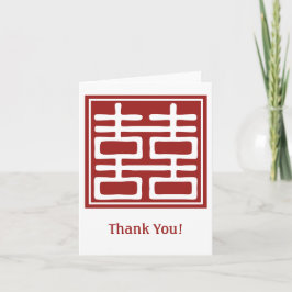 Doppeltes Glück-chinesische Hochzeit danken Ihnen Dankeskarte