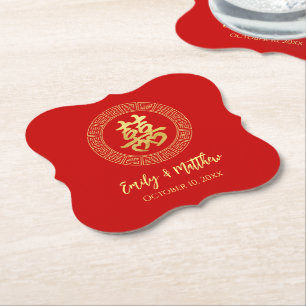 Doppeltes Glück chinesische Hochzeit im Kreisrahme Untersetzer