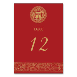 Doppeltes Glück Chinesische Hochzeit Tischkarte Tischnummer