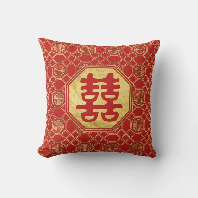 Doppeltes Glück Feng Shui Symbol Kissen (Vorderseite)