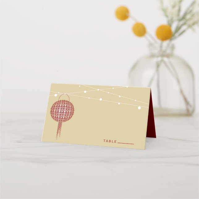 Doppeltes Glück glühende Lanterns chinesische Hoch Platzkarte (Vorderseite)