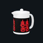 Doppeltes Glück im roten Teapot<br><div class="desc">Double Happiness Symbol auf dieser Teekanne ist ein chinesisches Symbol,  das normalerweise in Feng Shui verwendet wird,  um mit Liebe und anderen Dingen auf einer Teekanne zu helfen.</div>