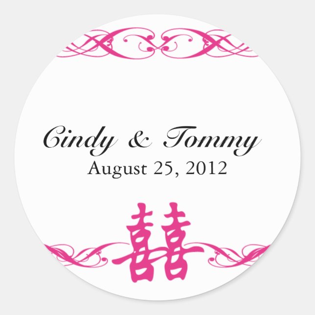 Doppeltes Glück mit Rolle-Aufkleber-Pink Runder Aufkleber (Vorderseite)