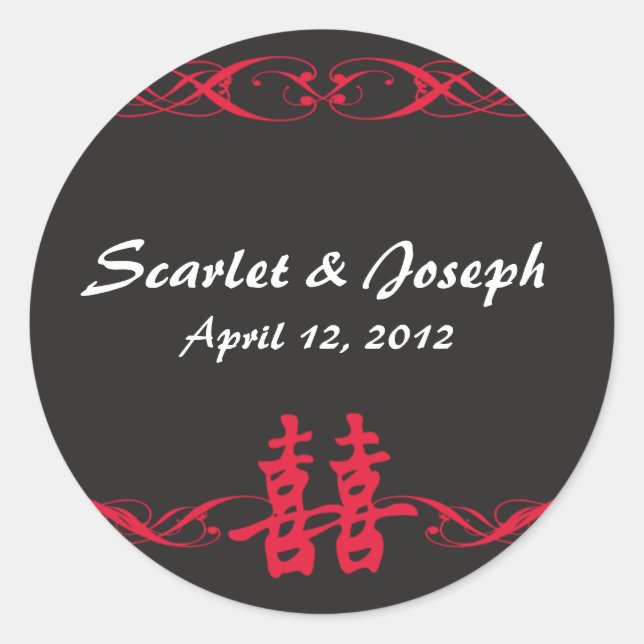 Doppeltes Glück mit schwarzen Scrolls Sticker (Vorderseite)