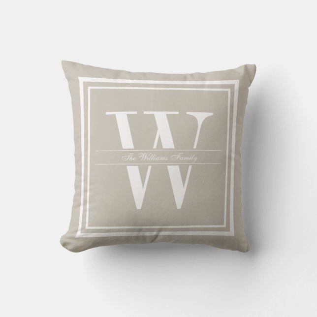 Doppeltes Grenzleinenmonogramm Kissen (Vorderseite)