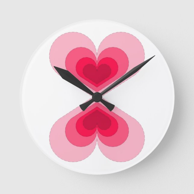 Doppeltes Herz Runde Wanduhr (Vorderseite)