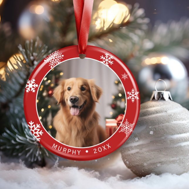 Doppeltes Hunde-Foto-Andenken-Weihnachtsbaumschmuc Keramik Ornament (Von Creator hochgeladen)