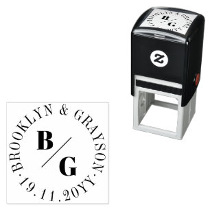 Doppeltes klassisches Monogramm & Kreis Namen Mini Permastempel
