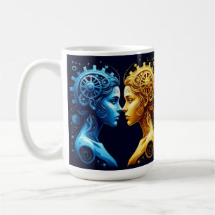 Doppeltes künstlerisches Porträt komplementärer Me Kaffeetasse