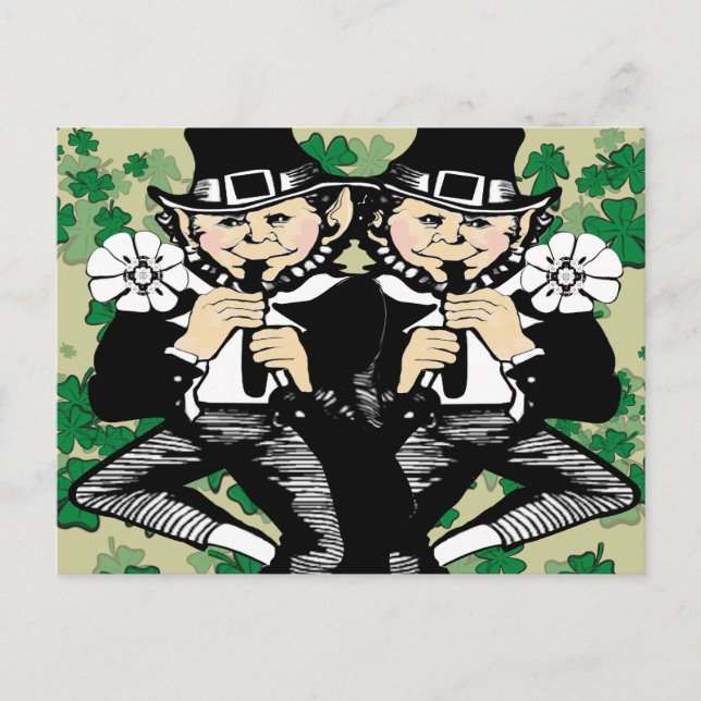 Doppeltes Leprechaun Postkarte (Vorderseite)