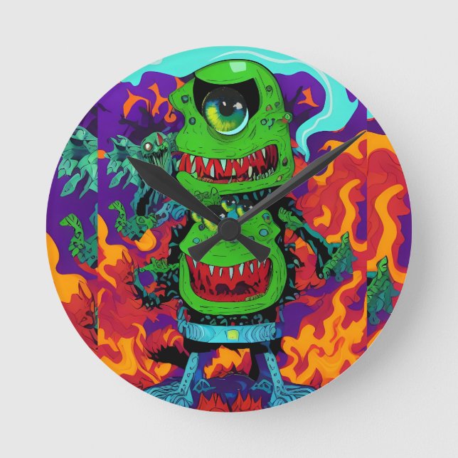 Doppeltes Licht auf die Monstrosität - Ken Gage Ar Runde Wanduhr (Vorderseite)