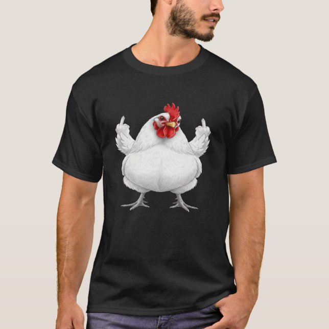 Doppeltes Mittelfingerhühnchen T-Shirt (Vorderseite)