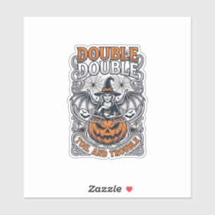 Doppeltes Mühsal Ärger Hexe Kürbis Halloween Spinn Aufkleber