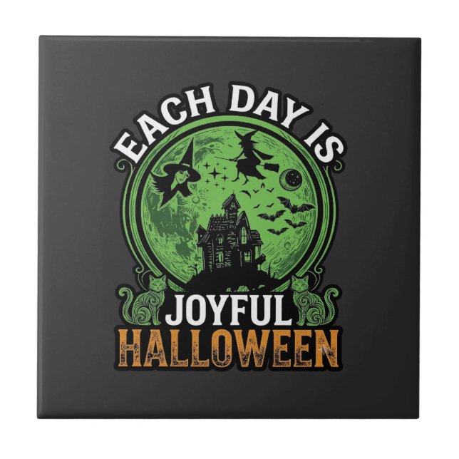Doppeltes Mühsal Ärger Hexe Kürbis Halloween Spinn Fliese (Vorderseite)