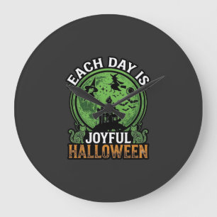 Doppeltes Mühsal Ärger Hexe Kürbis Halloween Spinn Große Wanduhr