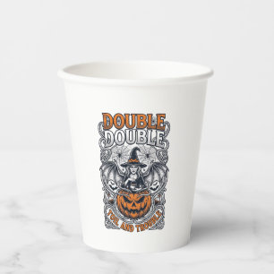 Doppeltes Mühsal Ärger Hexe Kürbis Halloween Spinn Pappbecher