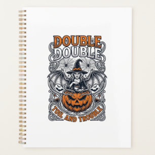 Doppeltes Mühsal Ärger Hexe Kürbis Halloween Spinn Planer