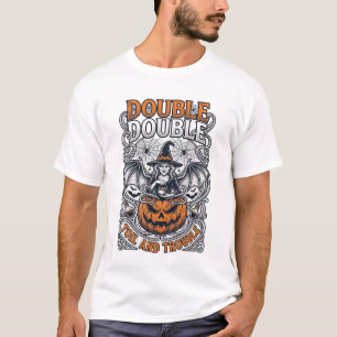 Doppeltes Mühsal Ärger Hexe Kürbis Halloween Spinn T-Shirt