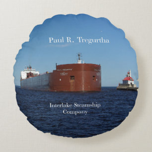 Doppeltes Pauls R. Tregurtha mit Seiten versehen Rundes Kissen
