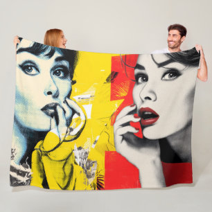 Doppeltes Pop-Art-Porträt Fleecedecke