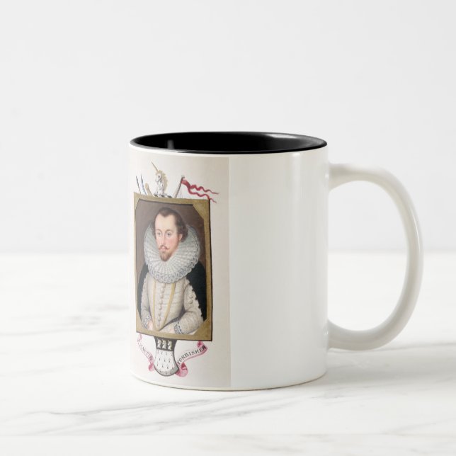 Doppeltes Porträt von Sir Francis Drake Zweifarbige Tasse (Rechts)