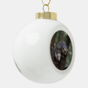 Doppeltes Problem in der Canopy: Zwei Possummen Keramik Kugel-Ornament